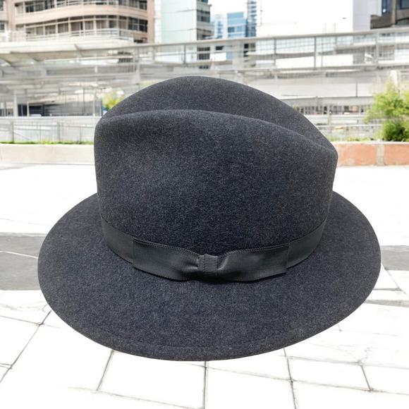 Vintage Makins New York Black Trilby Teardrop 100% Wool Felt Fedora Hat 4384 - Picture 2 of 9